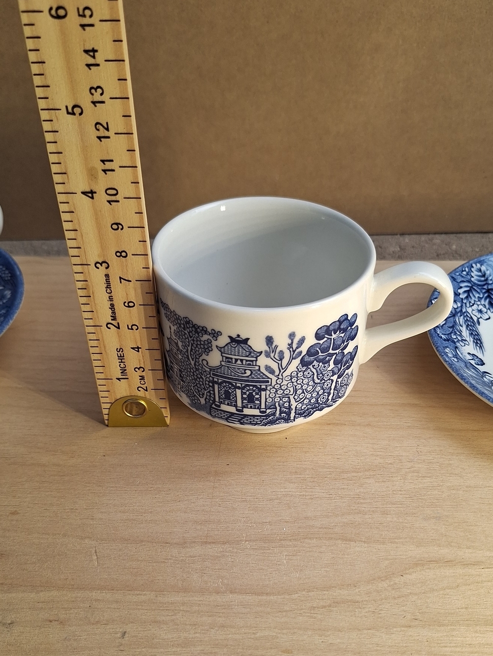 Vintage Churchill Currier & Ives Blue Mill Dam 2 Teacups & 2 Saucers Set England - Picture 6 of 11
